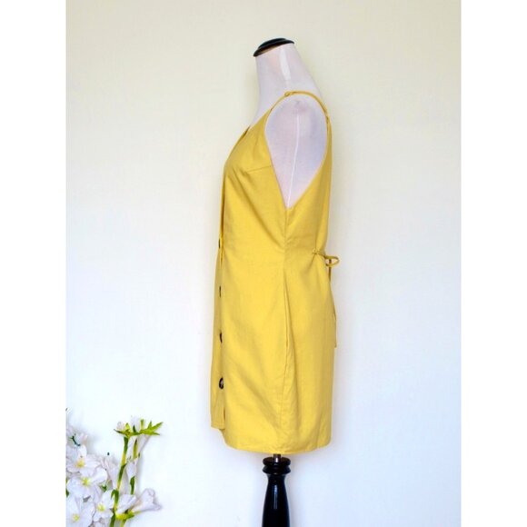 NEW! Revolve Superdown Tawny Wrap Linen Blend Mini Dress Yellow SZ M - Picture 5 of 9